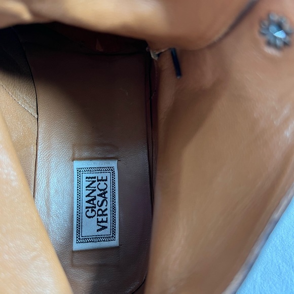 GIANNI VERSACE Authentic Brown Suede Leather Medusa Ankle Boots Size 8.5 US - Picture 9 of 12